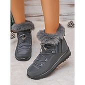 preiswerte Damenstiefel-wasserdichte Schneestiefel für Damen mit Kunstfellfutter – Winterstiefel zum Schnüren mit Reißverschluss und verstellbaren Schnürsenkeln, in mehreren Farben erhältlich