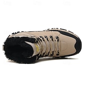 voordelige Winter- en sneeuwlaarzen-beige en zwarte waterdichte wandelschoenen voor heren met antislipzool en warme voering, outdoor trekkingschoenen voor winterkamperen en bergavonturen