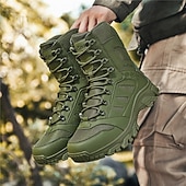 お買い得  ハイキングブーツ-通気性のあるメッシュパネルと頑丈なソールを備えたメンズライトブラウンのタクティカルコンバットブーツ。ハイキング、ハンティング、サバイバルトレーニングに最適な耐久性のあるミリタリースタイルのフットウェア。