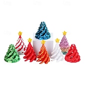 baratos Figuras Colecionáveis-Decorações de árvore de Natal em espiral impressas em 3D - versáteis e giratórias, adequadas para decoração de mesa em casa e no escritório, presente ideal para vários festivais, incluindo Natal e Ano