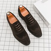 ieftine Brogue pantofi-Pantofi de mireasă brogue maro închis pentru bărbați, din piele ecologică – pantofi de mireasă clasici și sofisticați pentru miri