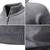 economico maglione pullover da uomo-Per uomo Felpa Maglione Maglione con zip a un quarto A Coste Maglia Top Regolari Lavorato a maglia Slim Fit Semplice Colletto Mao Maglieria Contemporaneo Affari Casuale Abbigliamento Autunno Nero