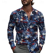  Per uomo 4 luglio, 250° anniversario degli Stati Uniti Bandiera Americana Camicia Camicia casual Camicia da Spiaggia Manica Lunga Casual Confortevole Vacanza Streetwear Camicia hawaiana Primavera