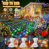 economico Strisce LED-Set di luci a rete collegabili 3 in 1 per interni ed esterni, luci decorative per Natale, Capodanno, matrimonio, atmosfera festiva, telecomando a 13 tasti, tensione di sicurezza 31 V, 1,5 * 1,5 m - 96