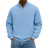 baratos Suéteres básicos-Homens Moletom Moletom com zíper Azul Preto Branco Verde Tropa Azul Marinha Meio Zíper Tecido Imprimir Diário Feriado Para Noite Poliéster Roupa de rua Casual Outono Inverno Roupa Moletons Moletons