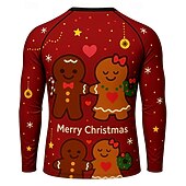 preiswerte Lauf-T-Shirts &amp; Tanktops-Weihnachten Herren Lauf-T-Shirt Fitnessshirt Trainingsshirt 3D-Druck Langarm Oberteil Straße Lässig Herbst Grafik Schweißableitend Atmungsaktiv sportlich Sportbekleidung Sportkleidung Rote