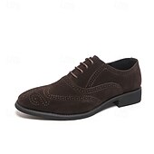 ieftine Brogue pantofi-Pantofi de mireasă brogue maro închis pentru bărbați, din piele ecologică – pantofi de mireasă clasici și sofisticați pentru miri