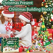 Χαμηλού Κόστους Ημερολόγιο έλευσης-Χριστουγεννιάτικο ημερολόγιο Advent με τουβλάκια για παιδιά, δώρο αντίστροφης μέτρησης για τα Χριστούγεννα, σετ παιχνιδιών κατασκευής χριστουγεννιάτικου δέντρου 2025 με ζεστά φώτα, εορταστικό