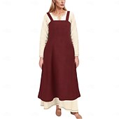 Χαμηλού Κόστους Φορέματα-γυναικεία μεσαιωνική ποδιά βίκινγκ φόρεμα με δεμένη πλάτη τουνίκ σετ φόρεμα 2 τμχ για larp ren faire αποκριάτικο φόρεμα για πάρτι της αναγέννησης