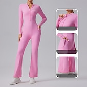 abordables Conjuntos y Monos-Mujer Mono de Fitness Mono de una pieza Cerrar Color sólido Body Primavera Otoño Negro Blanco Gimnasio Rutina de ejercicio Corriendo Control de barriga Manga Larga Deporte Ropa de Deporte Ajuste