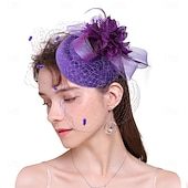ieftine fascinatoare-Palarioare Tul Material Textil Pălărie Nuntă Petrecere ceai Cursă de cai cocktail Elegant Epocă Cu Pene Tul Diadema Articole Pentru Cap