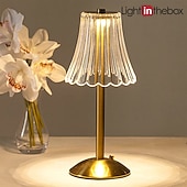 cheap Table Lamps-Crystal Cordless Table Lamp Nordic Style Skirt Modeling Bedroom Decoration Creative Atmosphere, Rechargeable Night Lamp Three Dimming Modes with USB Power Supply