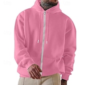 cheap Fleece Hoodie-Men's Hoodie Full Zip Hoodie Pullover Hoodie Sweatshirt Fleece Hoodie Wine Red Hooded Plain Zipper Casual Daily Sports &amp; Outdoor Streetwear Cool Sportswear All Seasons Clothing Apparel Hoodies