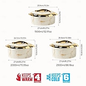 baratos Conjunto de Cozinha-Conjunto de aquecedor de alimentos Touch, 3 peças, caçarola térmica com tampas, recipiente isolado em aço inoxidável para alimentos quentes/frios, utensílio de cozinha antiaderente, revestimento