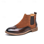 preiswerte Chelsea -Stiefel-Braune Chelsea-Boots aus Kunstleder für Herren – stilvoll und elegant, perfekt für Business Casual, formelle Anlässe und den Alltag.