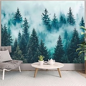 Χαμηλού Κόστους Δάσος Ταπισερί-ταπετσαρία τοίχου μυστηριώδες δάσος ομίχλη τοπίο θέα δέντρου μεγάλη τέχνη τοιχογραφία διακόσμηση κουβέρτα κουρτίνα κρεμαστή για σπίτι υπνοδωμάτιο σαλόνι κοιτώνα διακόσμηση τοίχου