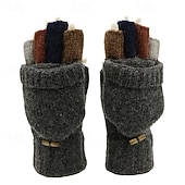 お買い得  メンズのスカーフ ＆ 手袋-男性用 1ペア ハーフフィンガー ウインター ニット手袋 ファッション 近代の 手袋 保温 編み カラーブロック 秋 ブラック グリーン ライトグレー ダックグレー