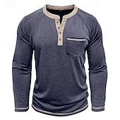 economico Magliette casual da uomo-Per uomo Maglietta Maglia Henley Camicia a Maniche Lunghe Manica Lunga Henley Primavera Autunno Blocco di colori Moda Designer Essenziale Tasche Vacanza Streetwear Uscire Rosso scuro Nero Blu marino