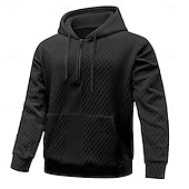 abordables sweats à capuche basiques pour hommes-Homme Jacquard Sweat à capuche Noir Blanche Marron Gris À capuche Uni Poche kangourou Sport &amp; Loisir Occasionnel Quotidien Streetwear Frais Vêtements de sport Toutes saisons Vêtement Tenue Pulls
