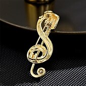 cheap Pins and Brooches-Brooches Classic Retro Music Notes Fashion Personalized Simple Trendy Brooch Jewelry Gold For Wedding Party Gift Engagement Prom Festival