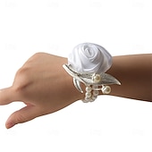billiga Bröllopsbuketter-Bröllop handled blommor Handleds Corsage Bröllop / Fest Satin / Metall Blomstil