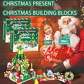 Χαμηλού Κόστους Ημερολόγιο έλευσης-Χριστουγεννιάτικο ημερολόγιο Advent με τουβλάκια για παιδιά, δώρο αντίστροφης μέτρησης για τα Χριστούγεννα, σετ παιχνιδιών κατασκευής χριστουγεννιάτικου δέντρου 2025 με ζεστά φώτα, εορταστικό