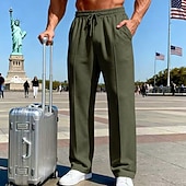 economico Gamba Dritta-Per uomo Pantaloni da tuta Pantaloni Pantaloni della tuta a gamba dritta Coulisse Tasca Elastico in vita Semplice Comodità Sport all'Aperto Quotidiano Moda Casual Verde militare Nero Micro-elastico