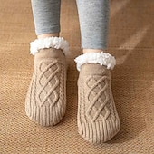 cheap Men's Socks-Men's 1 Pair Socks Sherpa Lined Socks Casual Socks Winter Socks Black Wine Color Plain Vacation Daily Knitted Warm Winter Fashion Casual