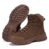 abordables Bottes de randonnée-Bottes de randonnée d&#039;extérieur beiges pour hommes avec semelle en caoutchouc antidérapante et construction respirante, bottes tactiques légères pour la randonnée, le camping et le port quotidien