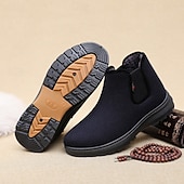 abordables Bottes d'hiver et de neige-bottines homme bleu marine à enfiler – doublure en fausse laine douce pour plus de chaleur et de confort, parfaites pour les sorties hivernales et les tenues décontractées