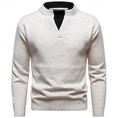 tanie suéter de los hombres-Men's Sweater Pullover Sweater Jumper Ribbed Knit Regular Tops 2 in 1 Knitted Plain High Neck Knitwear Contemporary Casual Daily Wear Clothing Apparel Fall &amp; Winter Black Light Grey M L XL