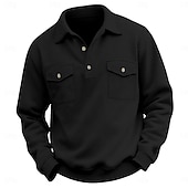 economico Felpe di base-Per uomo Maglia Nero Verde militare Blu marino Grigio chiaro Grigio scuro Bavero Semplice Tasca Sport &amp; Outdoor Quotidiano Ferie Streetwear Essenziale Casual Primavera &amp; Autunno Tutte le stagioni