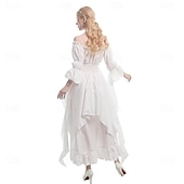 cheap Dresses-Retro Vintage Medieval Renaissance Dress Masquerade Regency Inspired Dress Viking Outlander Vikings Plus Size Elven Fancy Dress Women's Celtic Pirate Fantasy Masquerade Party / Evening Adults' Dress