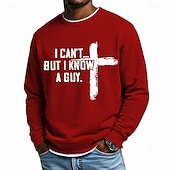 preiswerte Lustige Sweatshirts-Herren Jesus Glaube Pullover Mode Täglich Lässig Langarm Rundhalsausschnitt Heim Streetwear Sport im Freien Blau Hellblau Schwarz Gelb Rote Rundhalsausschnitt 3D Ganzjahres Designer S M L XL XXL XXXL