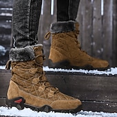cheap Winter &amp; Snow Boots-Tan Suede Men's Winter Boots with Fur Lining – Warm and Durable Footwear for Snowy Adventures and Outdoor Holiday Activities
