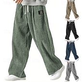 baratos Perna Reta-Homens Calças Esportivas Calças Calças de Veludo Calças largas Calça de moletom de perna reta Com Cordão Cintura elástica Côr Sólida Conforto Comprimento total Ao ar livre Casual Diário Moda Estilo