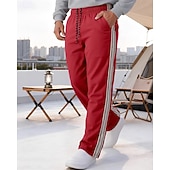 abordables Pierna Recta-Hombre Pantalones de Deporte Pantalones Pantalones deportivos de pierna recta Correa Bolsillo Cintura elástica Bloque de color A Rayas Comodidad Diario Deporte Moda Casual Vino Verde Ejército