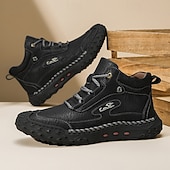 economico Stivaletti alla caviglia-scarponi da trekking bianchi da uomo fatti a mano: design in similpelle resistente e confortevole, perfetti per le avventure all'aria aperta e per l'uso quotidiano