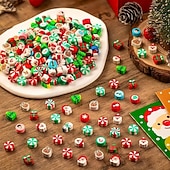 abordables kit para hacer cuentas-Cuentas navideñas para hacer joyas, dijes, cuentas de arcilla para pulseras, collares, manualidades, juego de cuentas de polímero, kit de joyería navideña hecho a mano, accesorios para manualidades