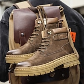 זול מגפי עבודה-מגפי הליכה בצבע חום בהיר לגברים - עמידים ונוחים, מושלמים להרפתקאות חוץ, טיולים רגליים ולבוש יומיומי