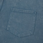 お買い得  カジュアルヘンリーTシャツ-男性用 ヘンリーシャツ Tシャツ コットン100% アシッドウォッシュシャツ ヘンリートップ 長袖 純色 平織り ヴィンテージ ファッション レトロ風 色褪せた ボタン ヘンリー カジュアル 日常 アウトドア 夏 春 オールシーズン ブルー ダークレッド ブラック ヘンリーTシャツ