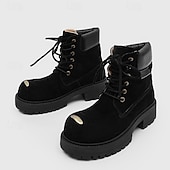 economico Stivali da lavoro-Per uomo Stivali Stivali da Lavoro Camminata Vintage Quotidiano PU Aumento Altezza Confortevole Stivali a Metà Polpaccio Allacciatura Tessuto almond Marrone scuro Nero Autunno Inverno