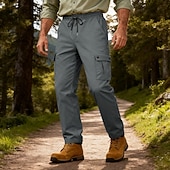 abordables Pantalons Cargo-Homme Pantalons Cargo Pantalons Multi-poches Taille élastique avec cordon de serrage Uni Portable Extérieur Quotidien Camping &amp; Randonnée Mode Classique Noir Vert Véronèse