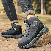 voordelige Winter- en sneeuwlaarzen-beige en zwarte waterdichte wandelschoenen voor heren met antislipzool en warme voering, outdoor trekkingschoenen voor winterkamperen en bergavonturen