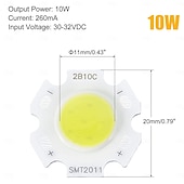 preiswerte LED-Kolbenlichter-5 Stück 10 Stück COB-LED-Lichtchipperlen, leuchtende Oberfläche 11 mm, 3/5/7/10 W, 260 mA, DIY-Energiesparlampe für Scheinwerfer, Flutlicht, Packung mit warmweißem/weißem/natürlichem Licht