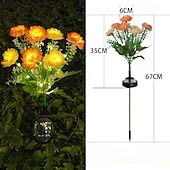 abordables Éclairage au sol-Lampes solaires de jardin, lampe solaire décorative extérieure étanche en forme de fleur, pour jardin, cour, patio, pelouse, décoration extérieure de Noël ou d'Halloween, cadeaux idéaux pour la fête