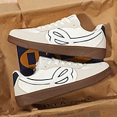 abordables Baskets-Homme Chaussures Décontractées Marche Occasionnel Daim Toile Confortable Antidérapant Respirant Mocassin Rouge Bleu Beige