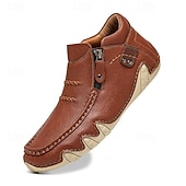 economico Stivaletti alla caviglia-mocassini da uomo in similpelle color castagna con cerniera laterale e suola flessibile, mocassini casual fatti a mano per la guida e l'uso all'aperto