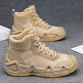 baratos Botas de caminhada-calçados esportivos masculinos bege de cano alto - botas táticas de caminhada duráveis para aventuras ao ar livre
