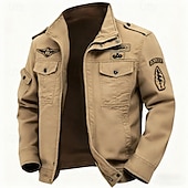 abordables Vestes Cargo-Homme Veste utilitaire Veste Cargo Veste Décontractée Vacances Quotidien Résistant à l&#039;usure Poche Avant Printemps Automne Uni Mode Classique Col montant Régulier Noir Kaki Vert Véronèse Veste